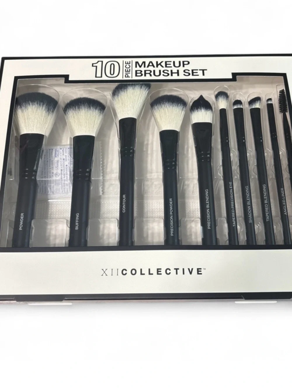 XII Collective 10-Piece Black and White Makeup Brush Set NEW